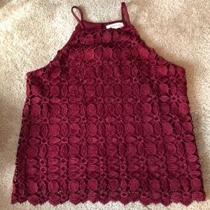Burgundy Lace Top